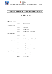 Calendário PEF 1ª Fase - Agrupamento de Escolas Sophia de Mello