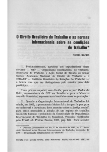 0 Direito Brasileiro do Trabalho e as oormas internacionais sobre as