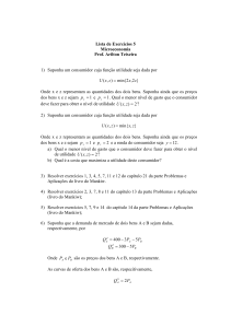 Lista de Exercícios 5 Microeconomia Prof. Arilton Teixeira 1
