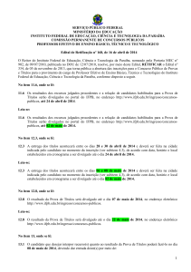 Edital nº 168/2014 - Instituto Federal da Paraíba