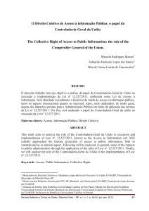 O Direito Coletivo de Acesso à informação Pública: o papel da