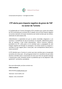 CTP alerta para impacto negativo da greve da TAP no sector do
