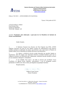 OFICIO 021-2015-ATENS SN-Cumprimenta Senador Paulo Paim
