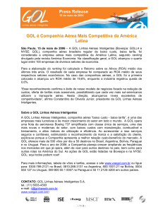 GOL é Companhia Aérea Mais Competitiva da América Latina