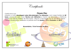 Certificado - Técnico em Alimentos 2012
