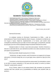 Leia a Carta aos Presidentes do Mercosul