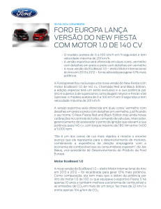 ford europa lança versão do new fiesta com motor 1.0 de 140 cv