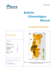Boletim Climatológico, Junho 2013 - Instituto Português do Mar e da