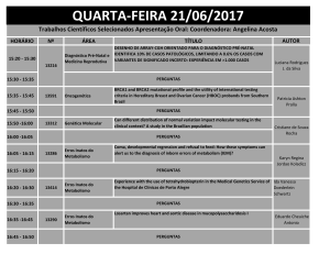QUARTA-FEIRA 21/07/2017 Trabalhos Científicos Selecionados