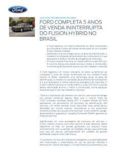 ford completa 5 anos de venda ininterrupta do fusion