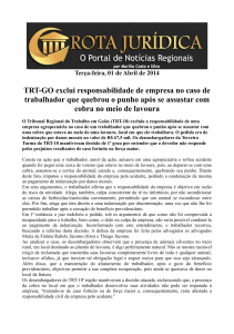 TRT-GO exclui responsabilidade de empresa no caso de