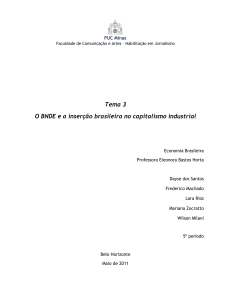 Tema 3 O BNDE e a inserção brasileira no capitalismo industrial
