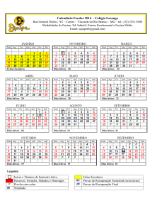 Calendário Escolar 2016 - Colégio Losango