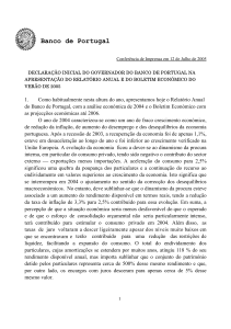 declaração inicial do governador do banco de portugal na