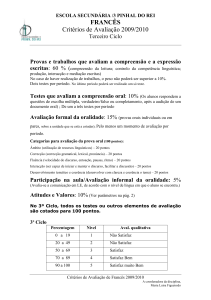 francês 3º ciclo critérios de avaliação