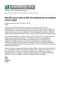 Sesi-RS vacina mais de 200 mil trabalhadores da indústria