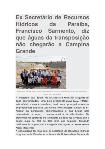 Ex Secretário de Recursos Hídricos da Paraíba, Francisco Sarmento