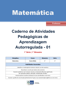 Atividades Autorreguladas - Seeduc RJ - Matemática - 1º ano - 1º bim
