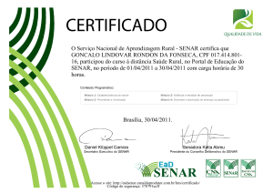 Certificado - Curso Saúde Rural - SENAR