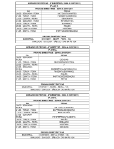 horário de provas - 2° bimestre ( 20/06 a 01/07/2011)