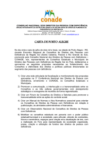 Carta de Porto Alegre - Secretaria Especial dos Direitos da Pessoa