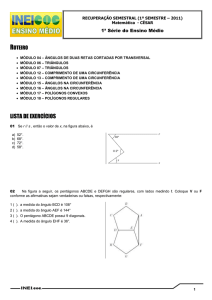 RECUPERAÇÃO SEMESTRAL (1º SEMESTRE – 2011) Matemática