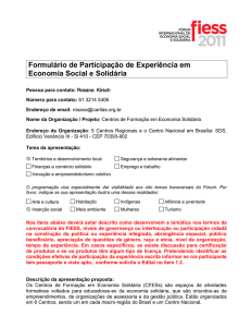 Formulário de Participação de Experiência em Economia Social e