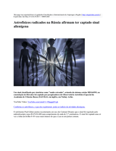 Astrofísicos radicados na Rússia afirmam ter captado sinal alienígena