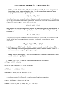 BALANCEAMENTO DE REAÇÕES E TIPOS DE REAÇÕES