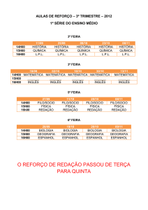 AULAS DE REFORÇO – 2º TRIMESTRE – 2012