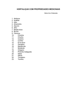 HORTALIÇAS COM PROPRIEDADES MEDICINAIS
