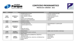 CONTEÚDO PROGRAMÁTICO PROVAS DA I UNIDADE