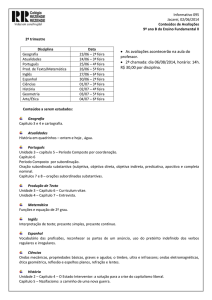 Informativo 095 Jacareí, 02/06/2014 Conteúdos de Avaliações 9º