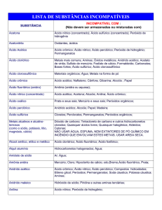 Tabela de incompatibilidades entre produtos químicos
