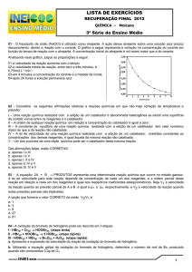 Temperatura (ºC) Constante de Equilíbrio