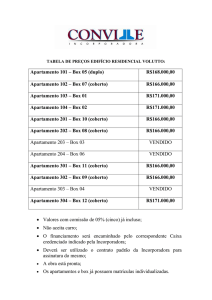 TABELA DE PREÇOS EDIFÍCIO RESIDENCIAL VOLUTTO