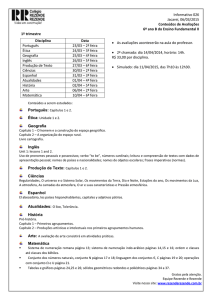 Informativo 026 Jacareí, 06/03/2015 Conteúdos de Avaliações 6º