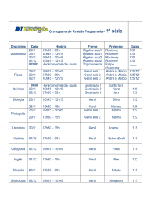 Cronograma de Revisão Programada – 1ª série Disciplina Data