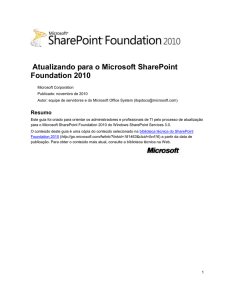 Atualização in-loco para o SharePoint Foundation 2010