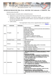 ROTEIRO DAS PROVAS DE REC FINAL– 8º ano – MATUTINO