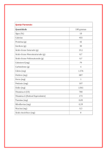 Valores Nutricionais de alguns derivados do leite