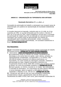 Sub-Comitê Jurídico da Câmara Suíça: Alterações na RN 10/97 do