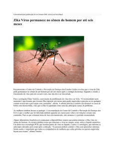Zika Vírus permanece no sêmen do homem por até seis