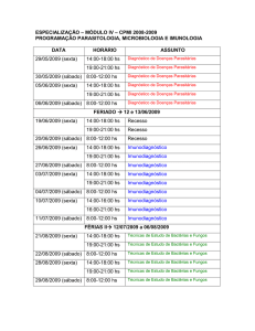 programação parasitologia, microbiologia e imunologia