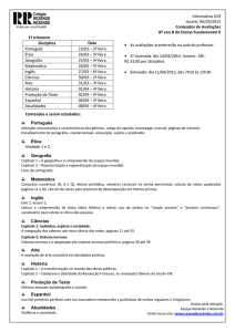 Informativo 029 Jacareí, 06/03/2015 Conteúdos de Avaliações 8º