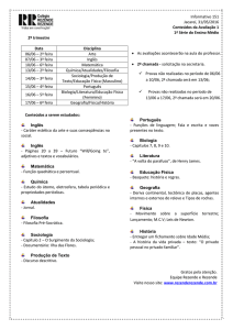 Informativo 151 Jacareí, 31/05/2016 Conteúdos da Avaliação 1 1ª