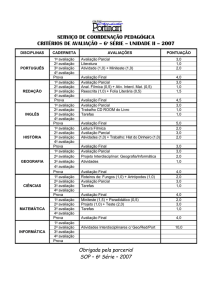 ESQUEMA DE AVALIAÇÃO – UNIDADE III – 7ª SÉRIE/06