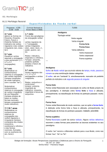 Especificidades da flexão verbal