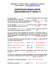 Exercícios Resolvidos de Equação 2o. Grau II