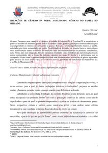 relações de gênero na roda: analisando músicas do samba